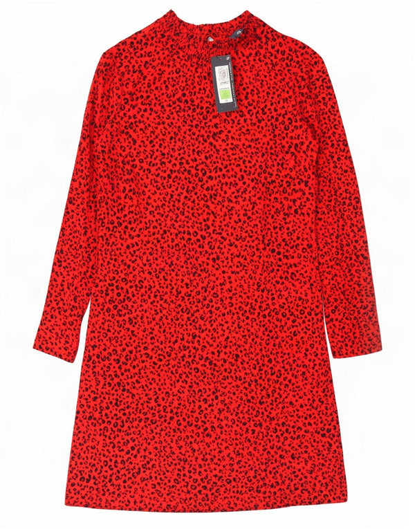Marks & Spencer Womens Basic Dress UK 12 Medium Red Animal Print
