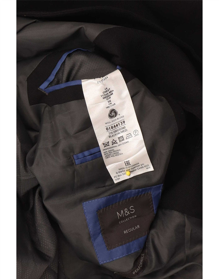 Marks & Spencer Ανδρικό κανονικό μπουφάν blazer UK 46 XL μαύρο μαλλί