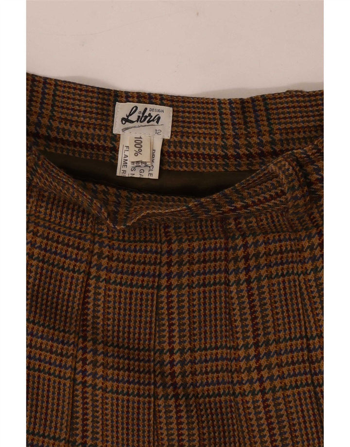 Libra Γυναικεία πλισέ φούστα UK 12 Medium W28 Καφέ μαλλί Houndstooth