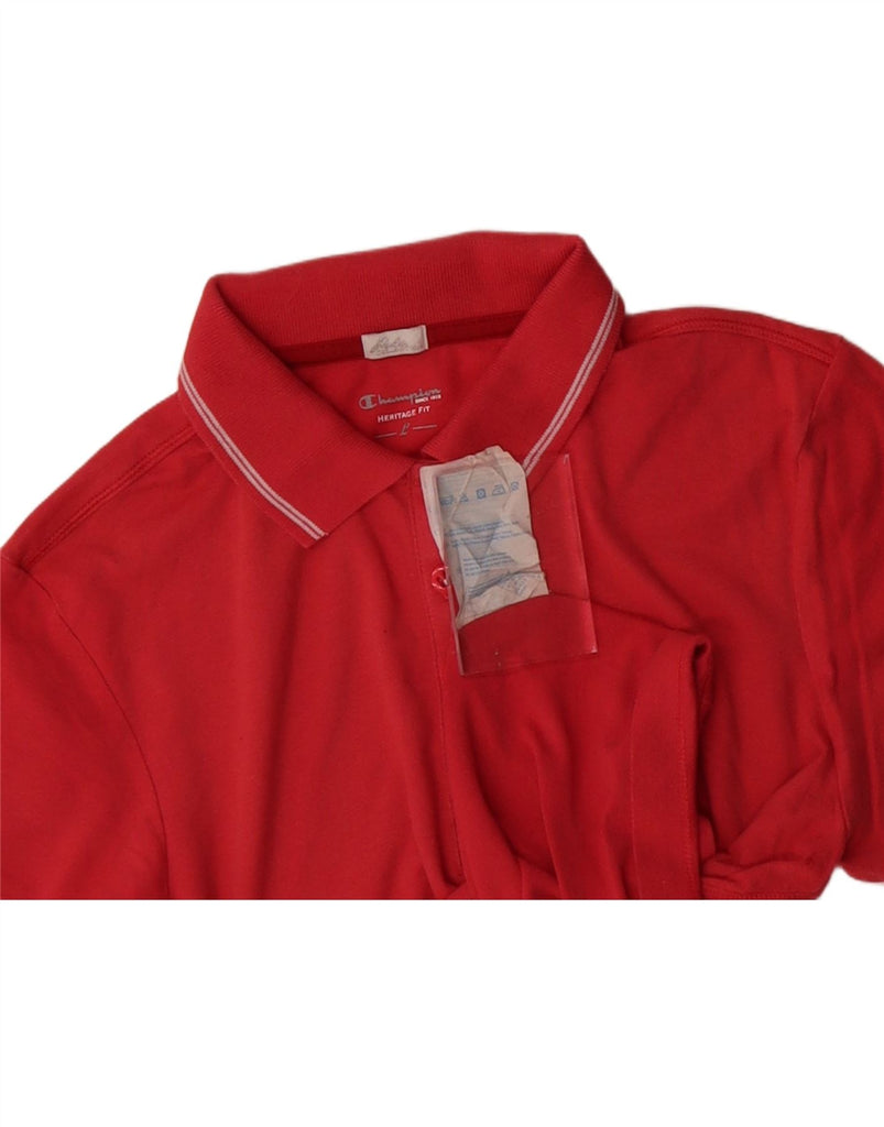 CHAMPION Womens Heritage Fit Polo Shirt UK 14 Large Red Cotton Vintage Champion and Second-Hand Champion from Messina Hembry 