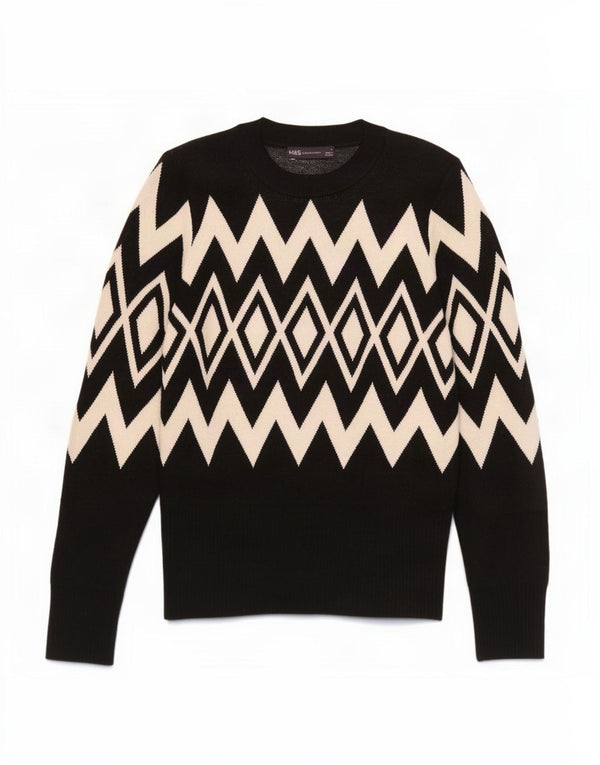 Marks & Spencer Γυναικείο πουλόβερ με λαιμόκοψη UK 12 Medium Black