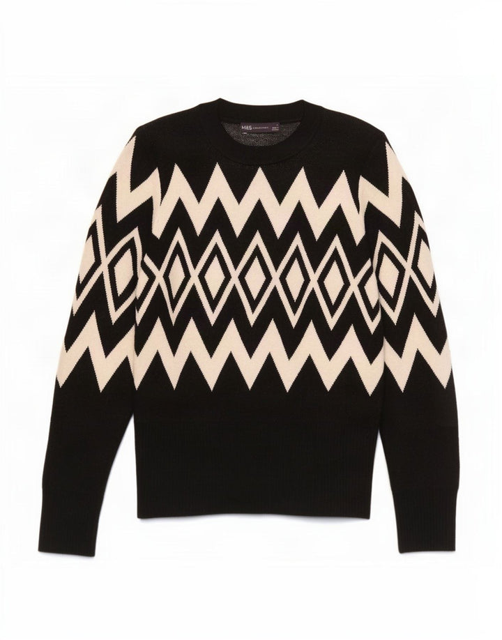 Marks & Spencer Γυναικείο πουλόβερ με λαιμόκοψη UK 12 Medium Black