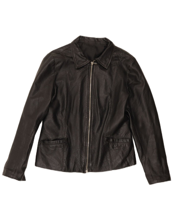 Vintage Γυναικείο Δερμάτινο Μπουφάν UK 14 Medium Black Leather
