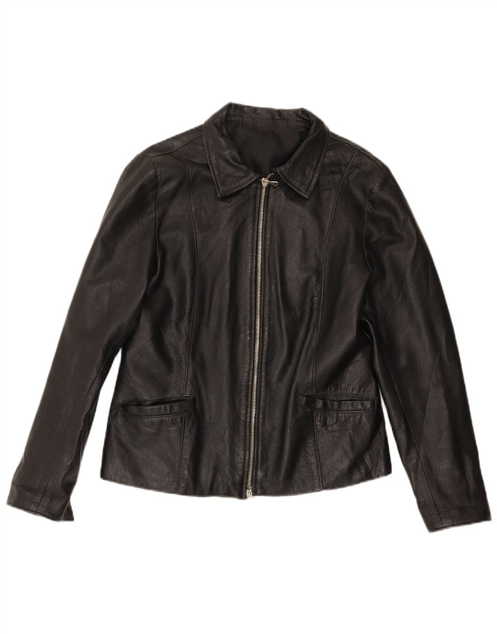 Vintage Γυναικείο Δερμάτινο Μπουφάν UK 14 Medium Black Leather