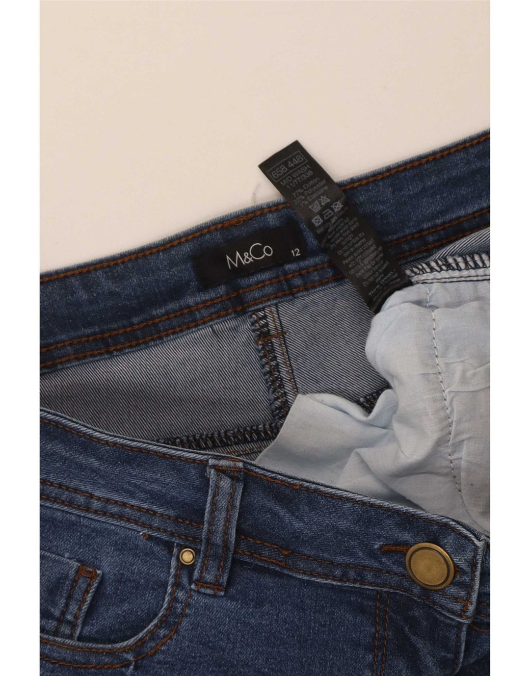 M&Co Γυναικείο Slim Jeans UK 12 Medium W34 L28 Blue Cotton