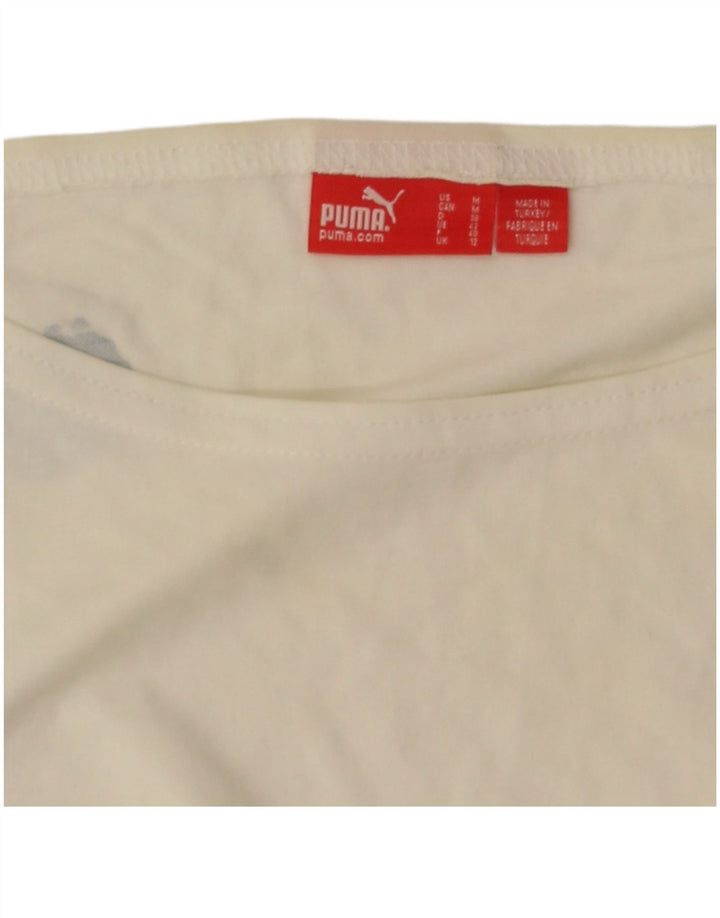 Γυναικείο γραφικό T-Shirt Puma Top UK 12 Medium White Colourblock