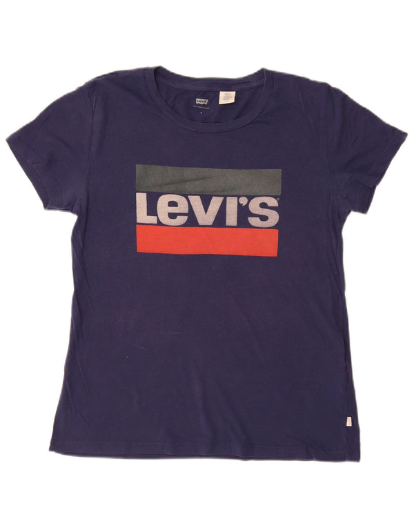 Γυναικείο γραφικό μπλουζάκι LEVI'S Top UK 10 Small Navy Blue από βαμβάκι