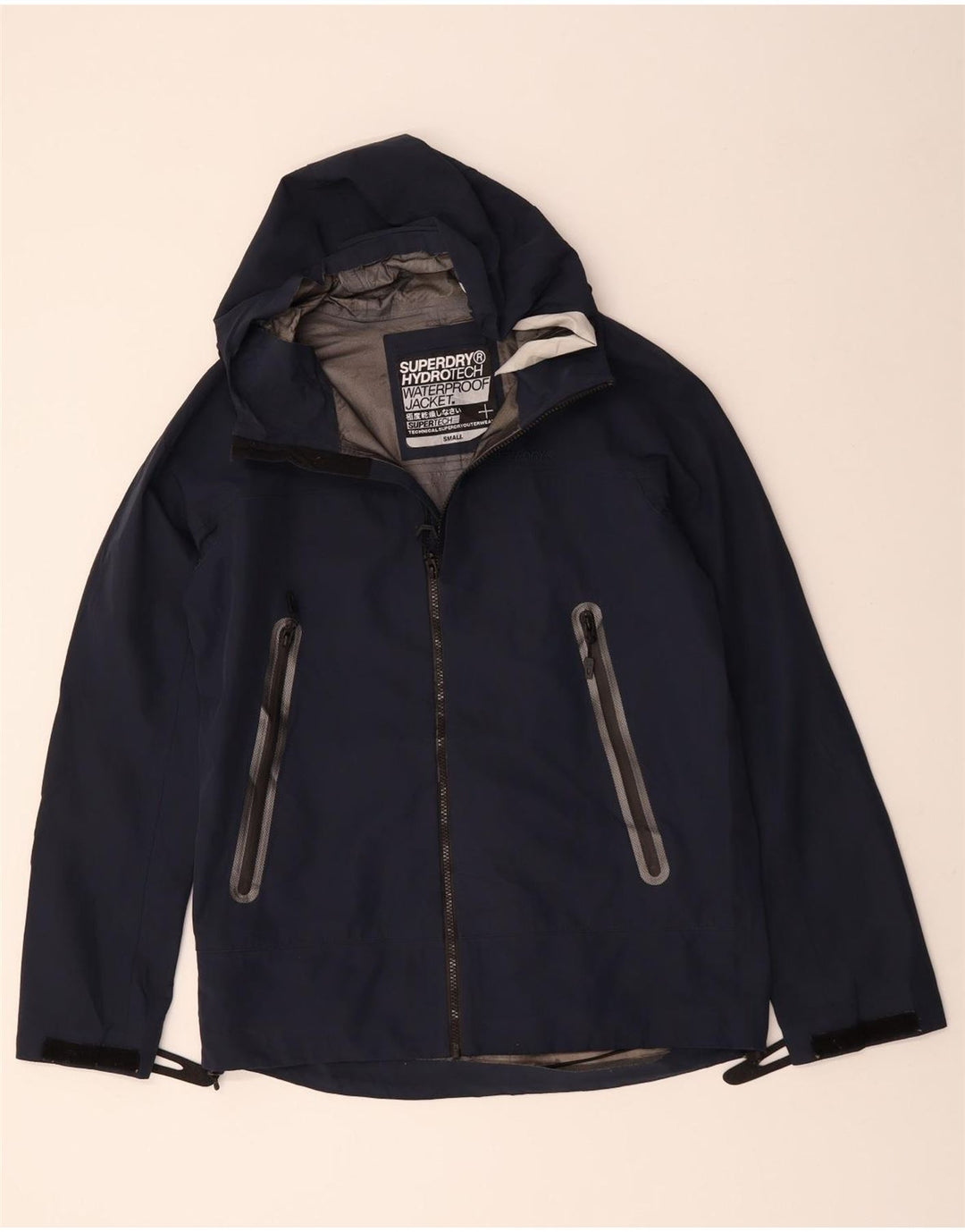 SUPERDRY Ανδρικό αδιάβροχο μπουφάν UK 36 Small Navy Blue Polyester