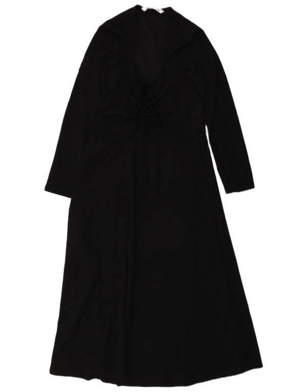 Zara Γυναικείο μακρυμάνικο Maxi Φόρεμα UK 4 XS Μαύρο
