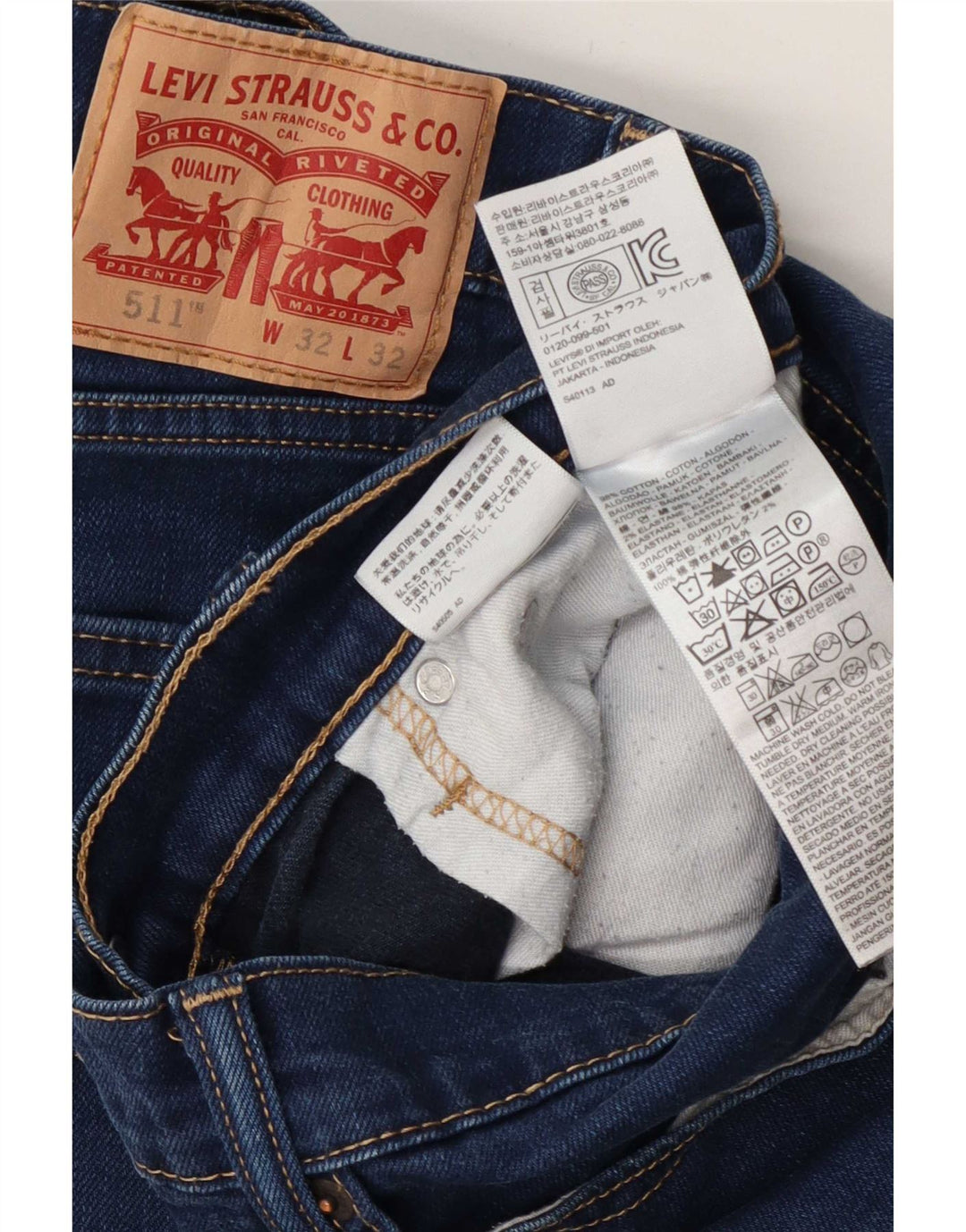 Levi's Mens 511 Slim Jeans W32 L32 Blue Cotton