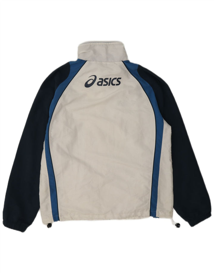 Ανδρική φόρμα γυμναστικής γραφική Asics Top μπουφάν μεσαίου λευκού χρώματος πολυεστέρας