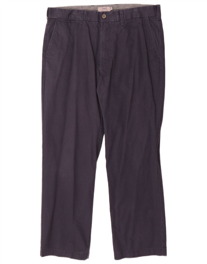 Marks & Spencer Ανδρικό κανονικό παντελόνι Chino W36 L29 Navy Blue Cotton