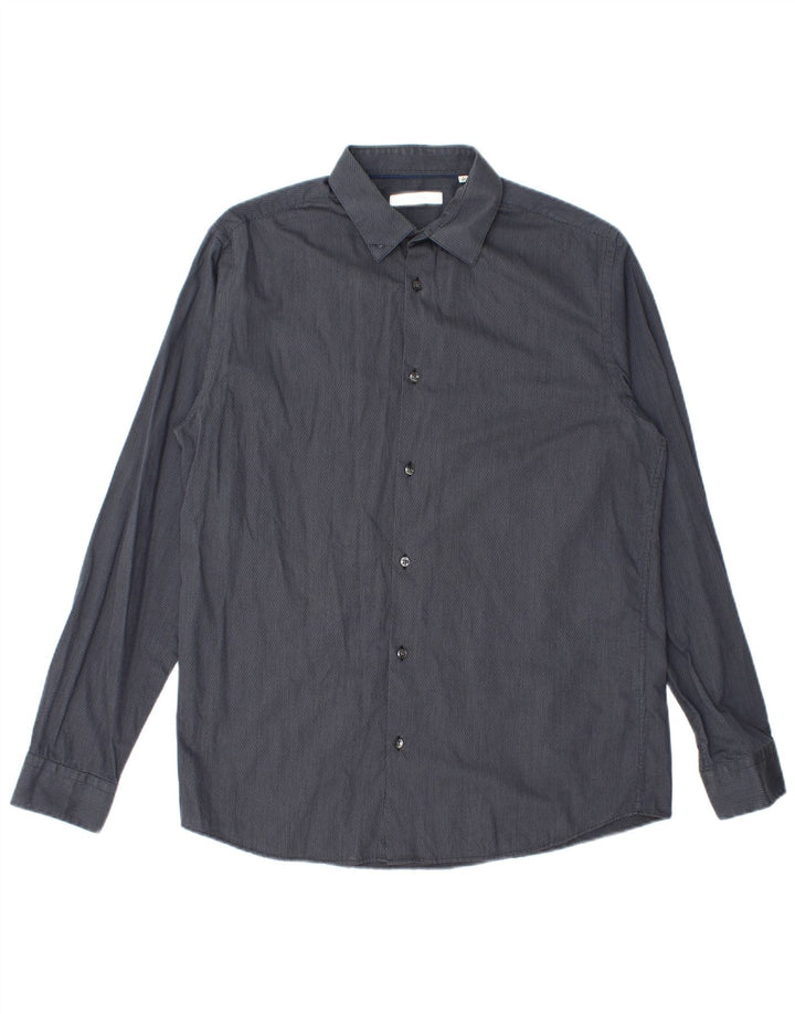 Ανδρικό πουκάμισο Jack & Jones 42 Large Grey Pinstripe Βαμβακερό