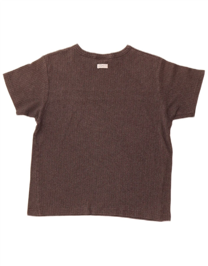 Γυναικείο T-Shirt REEBOK Top UK 12 μεσαίου γκρι χρώματος βαμβακερό