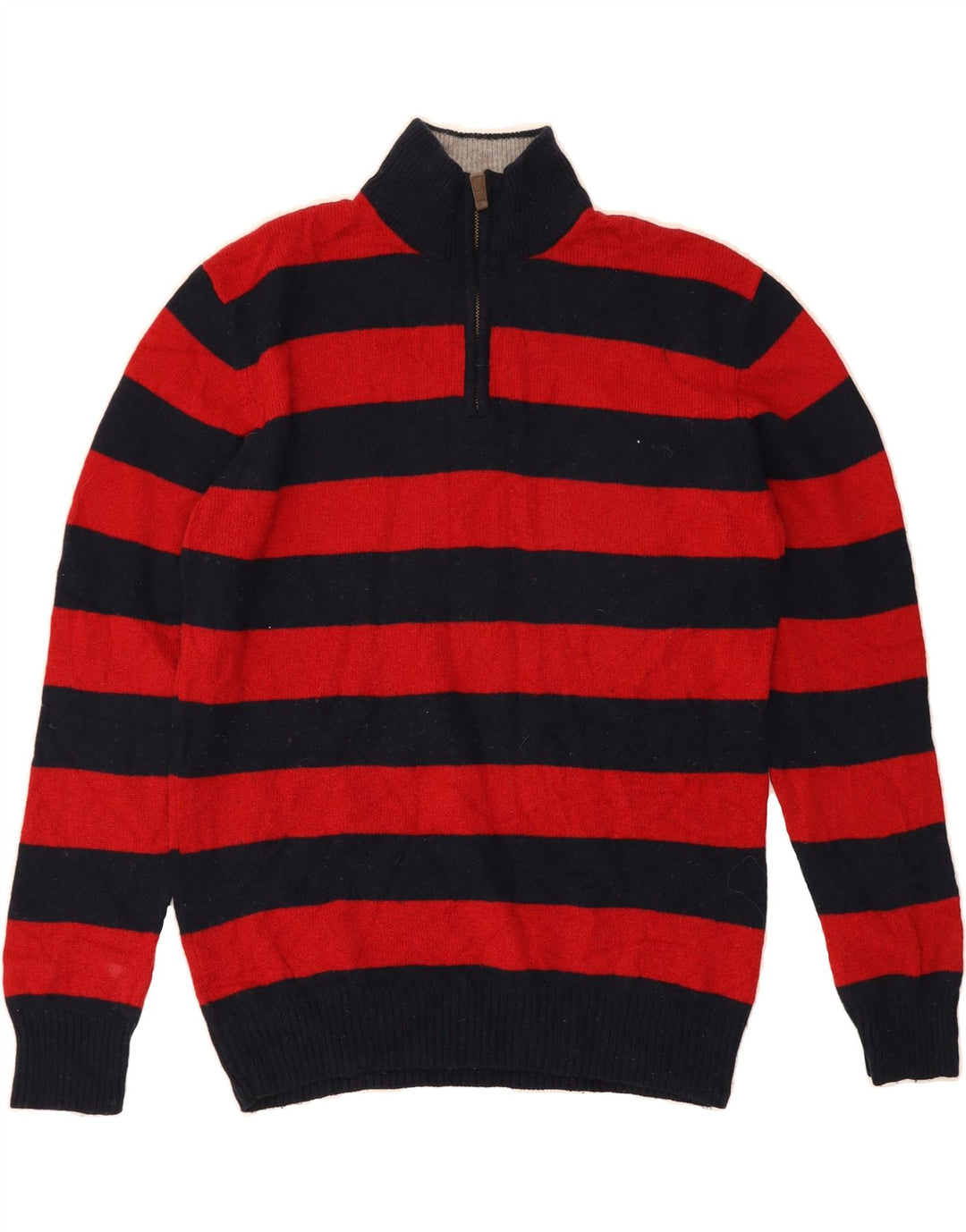 MARKS & SPENCER Mens Blue Harbour Zip Neck Jumper Sweater Medium Red Vintage Marks & Spencer and Second-Hand Marks & Spencer from Messina Hembry 