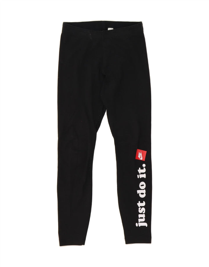 NIKE Womens Graphic Leggings UK 10 Small  Black Cotton Vintage Nike and Second-Hand Nike from Messina Hembry 