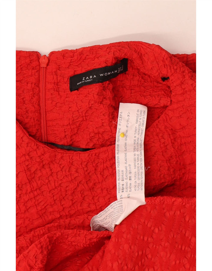 Zara Γυναικείο Αμάνικο Φόρεμα A-Line UK 8 Small Red Polyester