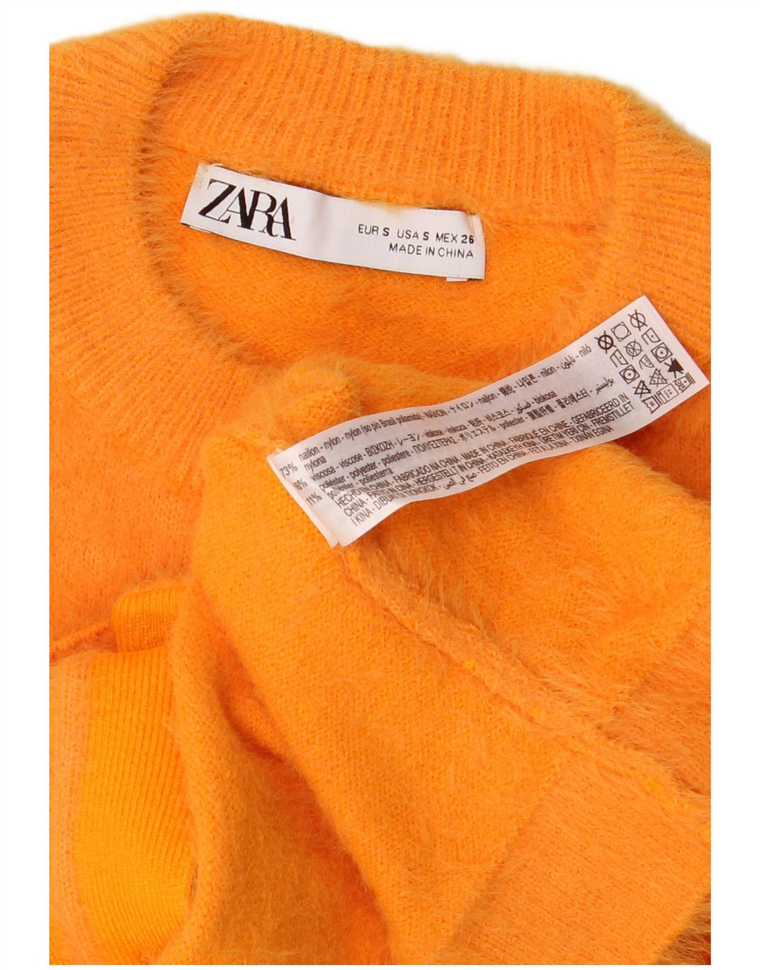 Zara Γυναικεία Ζακέτα Crop UK 10 Small Orange Nylon