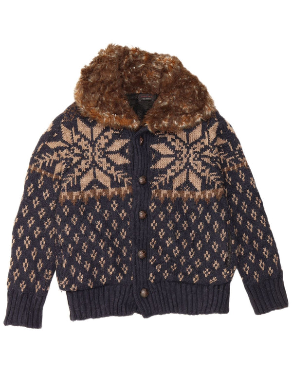 Ανδρικό πουλόβερ Zara Ζακέτα Medium Navy Blue Fair Isle Acrylic