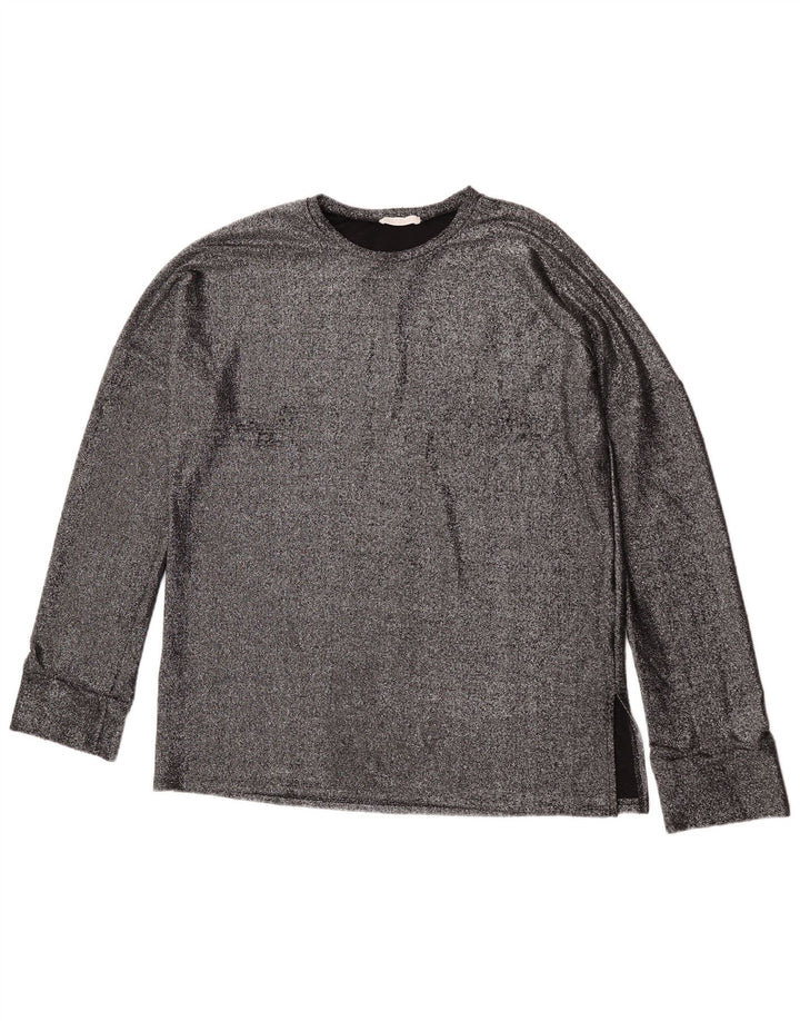 Zara Γυναικείο τοπ μακρυμάνικο UK 10 Small Silver Polyamide