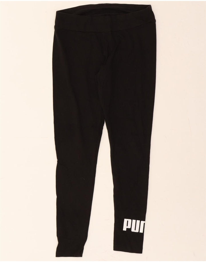 PUMA Womens Graphic Leggings UK 12 Medium Black Cotton Vintage Puma and Second-Hand Puma from Messina Hembry 