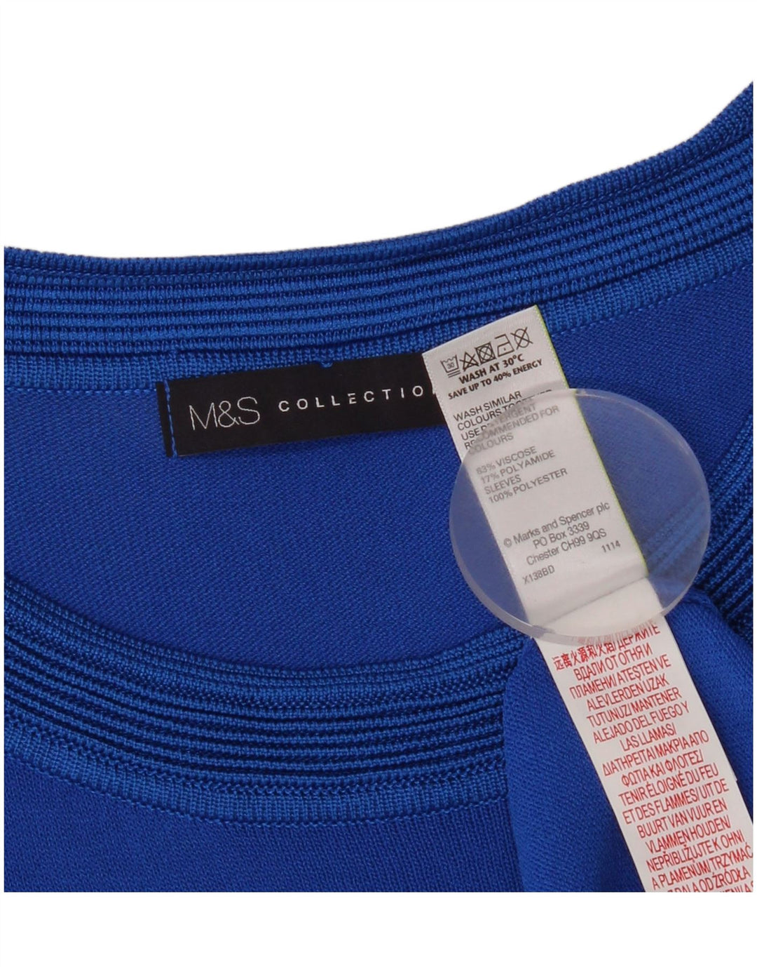 Γυναικεία μπλούζα Marks & Spencer Top UK 12 Medium Blue Geometric Viscose