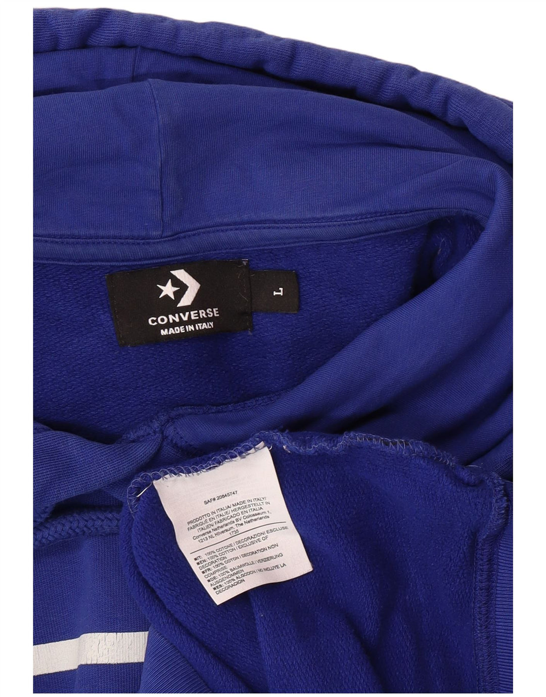 Ανδρικό γραφικό κουκούλα CONVERSE, μεγάλο μπλε βαμβακερό