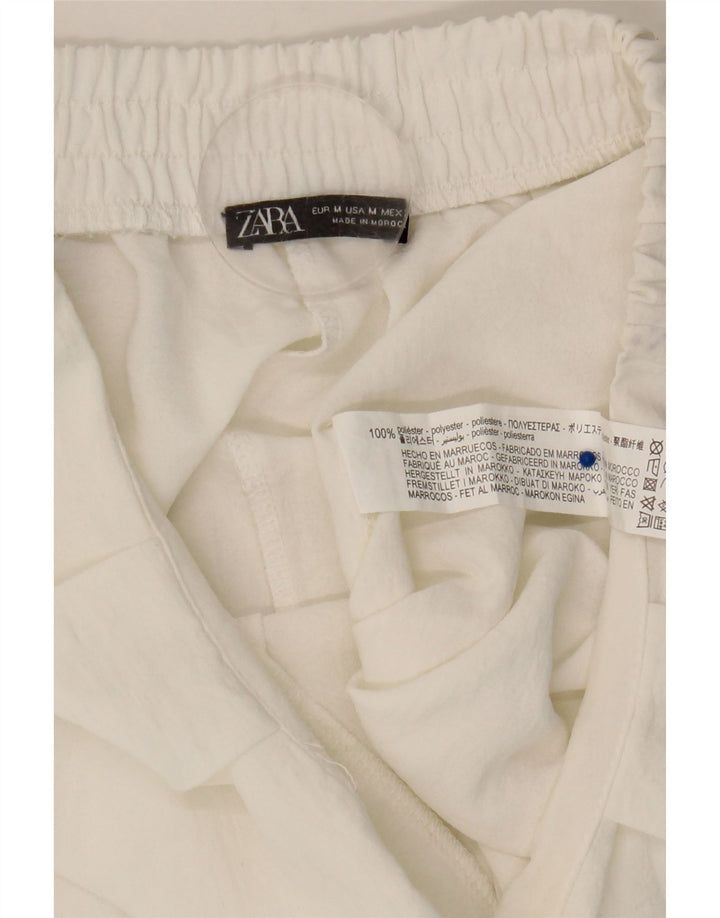 Zara Γυναικείο Παντελόνι Chino Loose Fit Medium W28 L25 Λευκό Πολυεστέρας