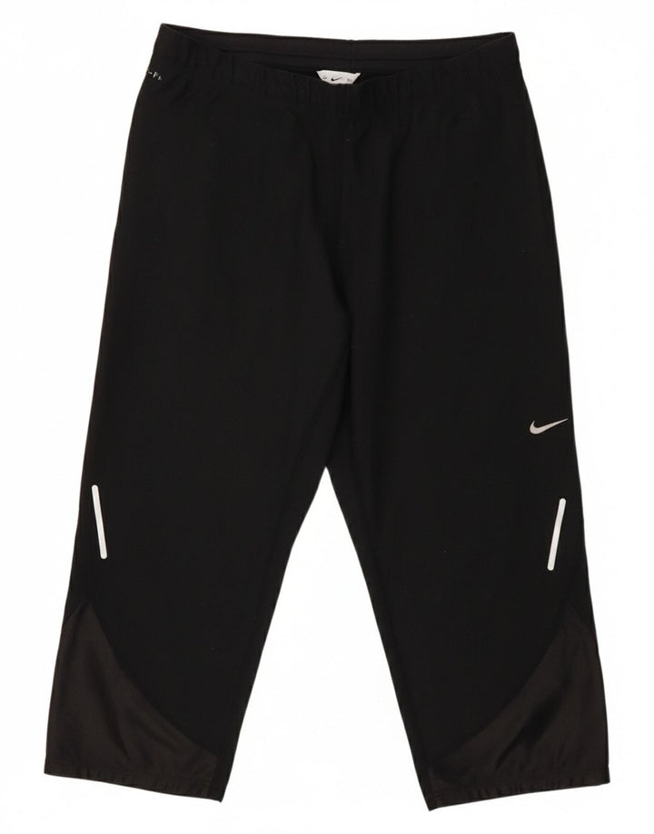 NIKE Womens Dri Fit Bermuda Sport Shorts UK 12 Medium  Black