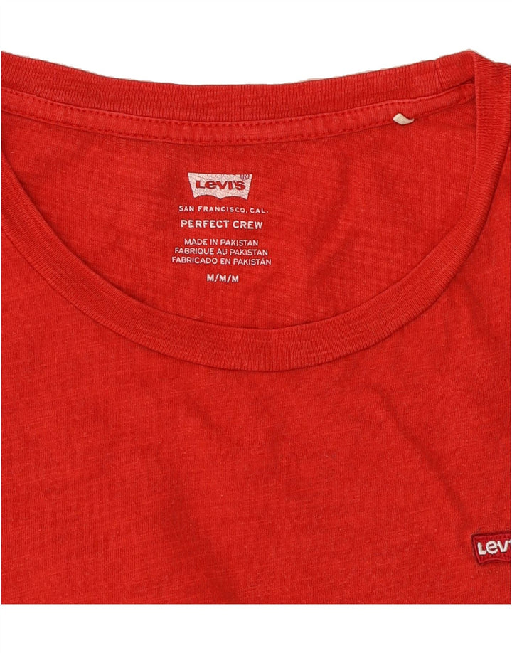 LEVI'S Womens Perfect Fit T-Shirt Top UK 14 Medium Red Vintage Levi's and Second-Hand Levi's from Messina Hembry 