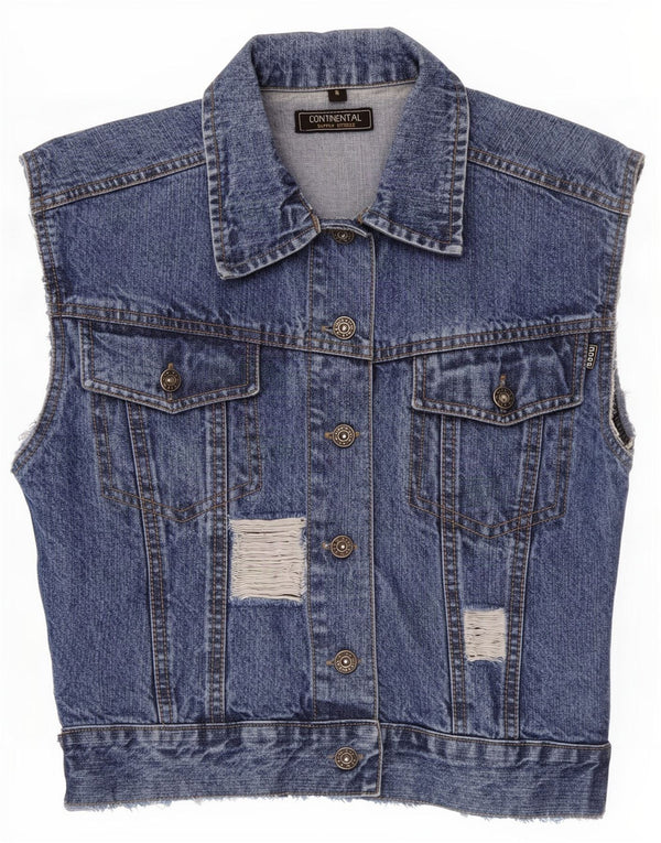 Vintage γυναικείο στενό τζιν Gilet UK 10 Small Blue Cotton