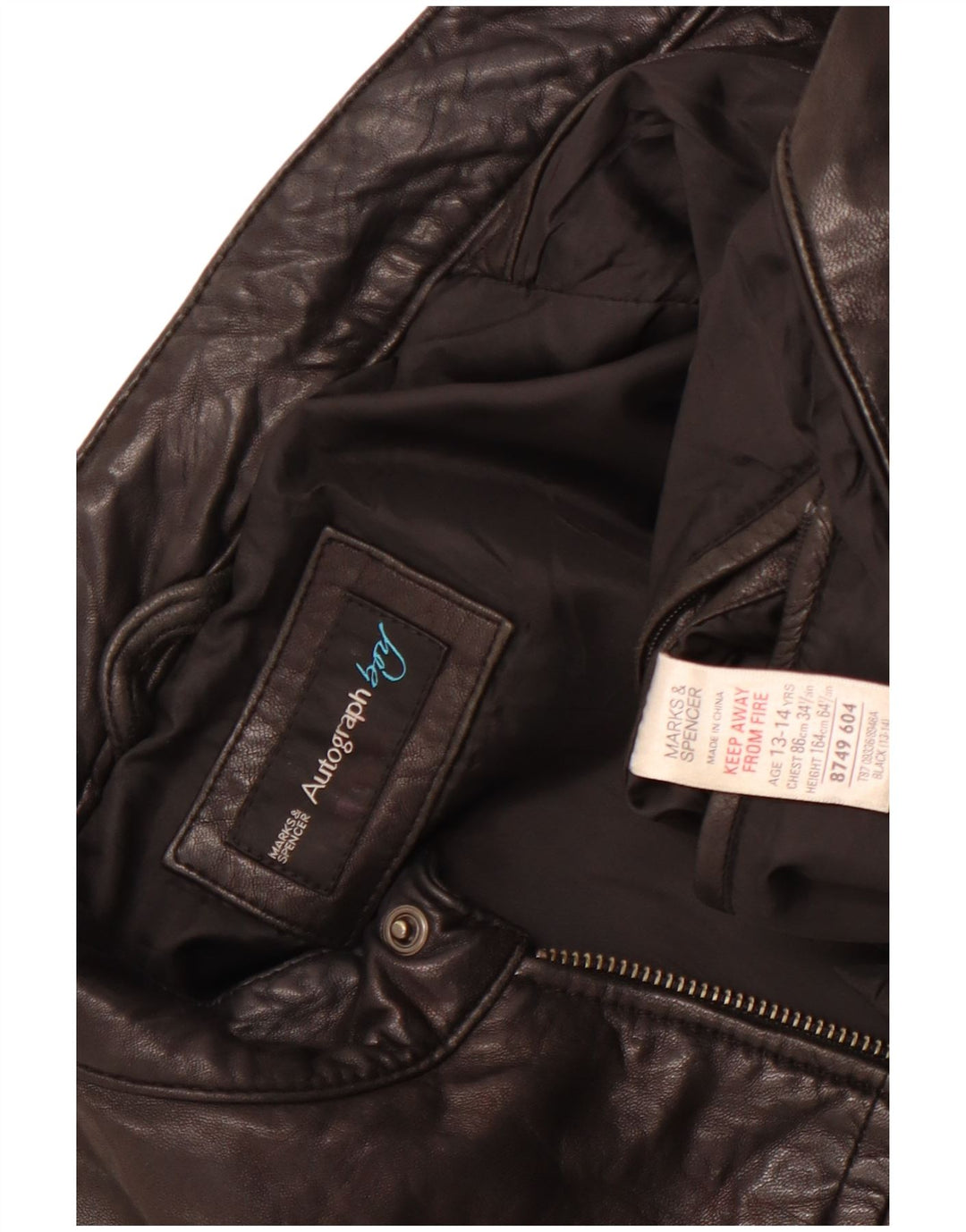 Marks & Spencer Boys Autograph Leather Jacket 13-14 Years Black Leather