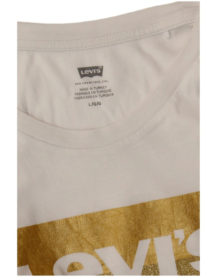 Γυναικείο γραφικό T-Shirt LEVI'S Top UK 16 Large White