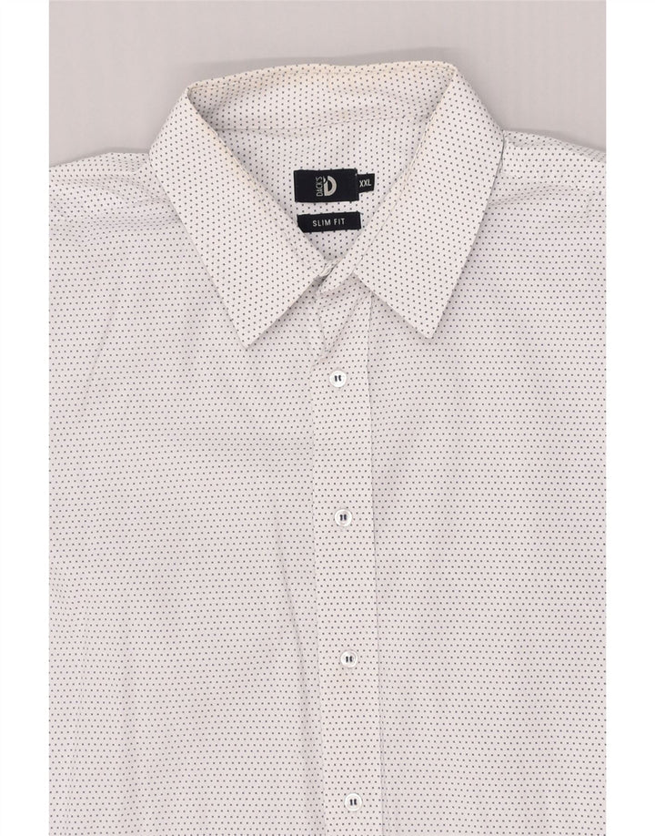 DACK'S Mens Slim Fit Shirt 2XL White Spotted Cotton | Vintage Dack's | Thrift | Second-Hand Dack's | Used Clothing | Messina Hembry 