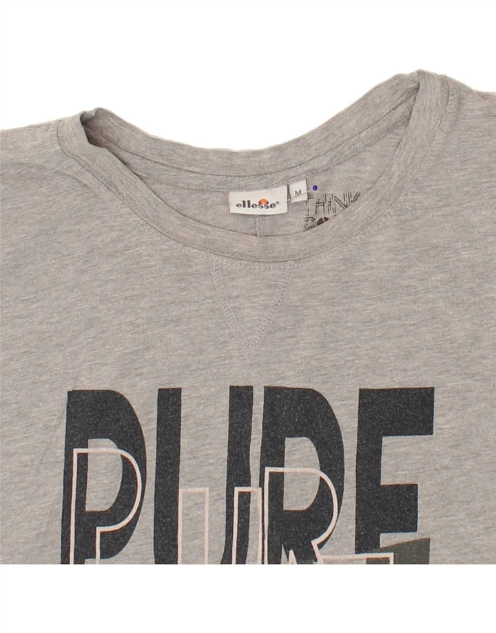 ELLESSE Womens Graphic T-Shirt Top UK 14 Medium Grey Cotton Vintage Ellesse and Second-Hand Ellesse from Messina Hembry 