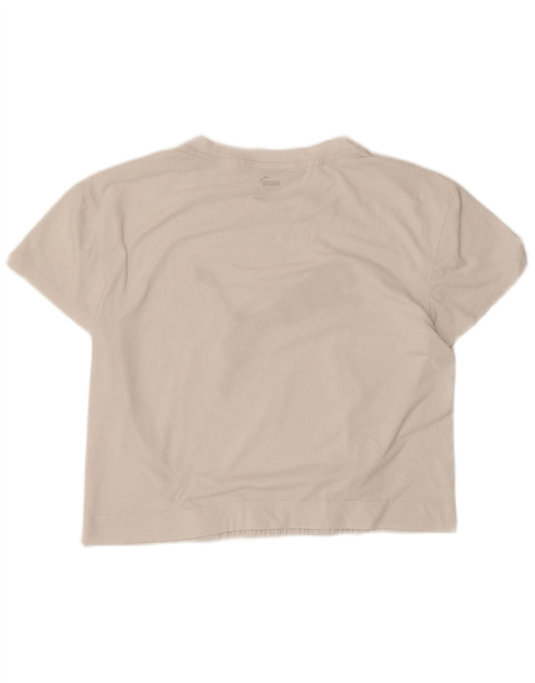 Γυναικείο γραφικό T-Shirt Puma Crop Top UK 10 Small White Polyester