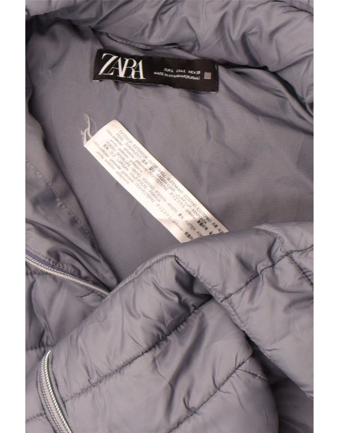 Zara Γυναικείο μπουφάν με κουκούλα UK 14 Large Grey Polyester