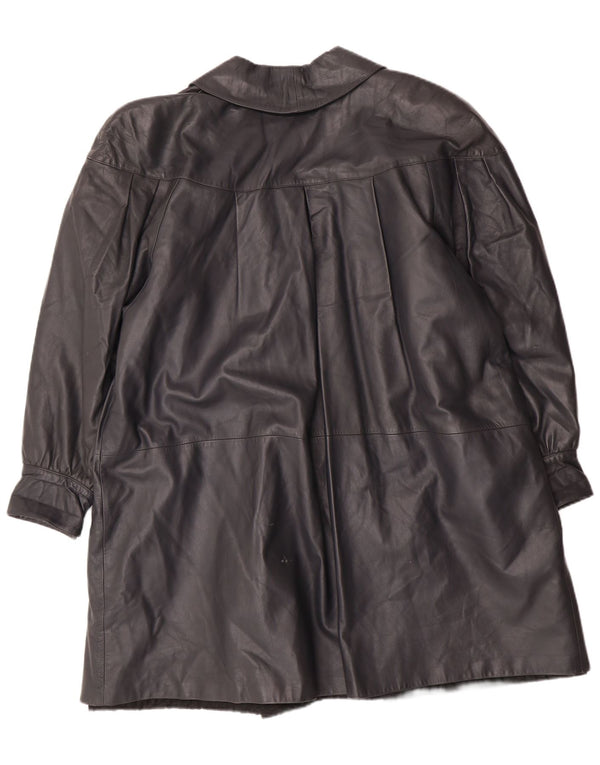 Vintage Γυναικείο Oversized Δερμάτινο Παλτό IT 44 Medium Black Leather Classic