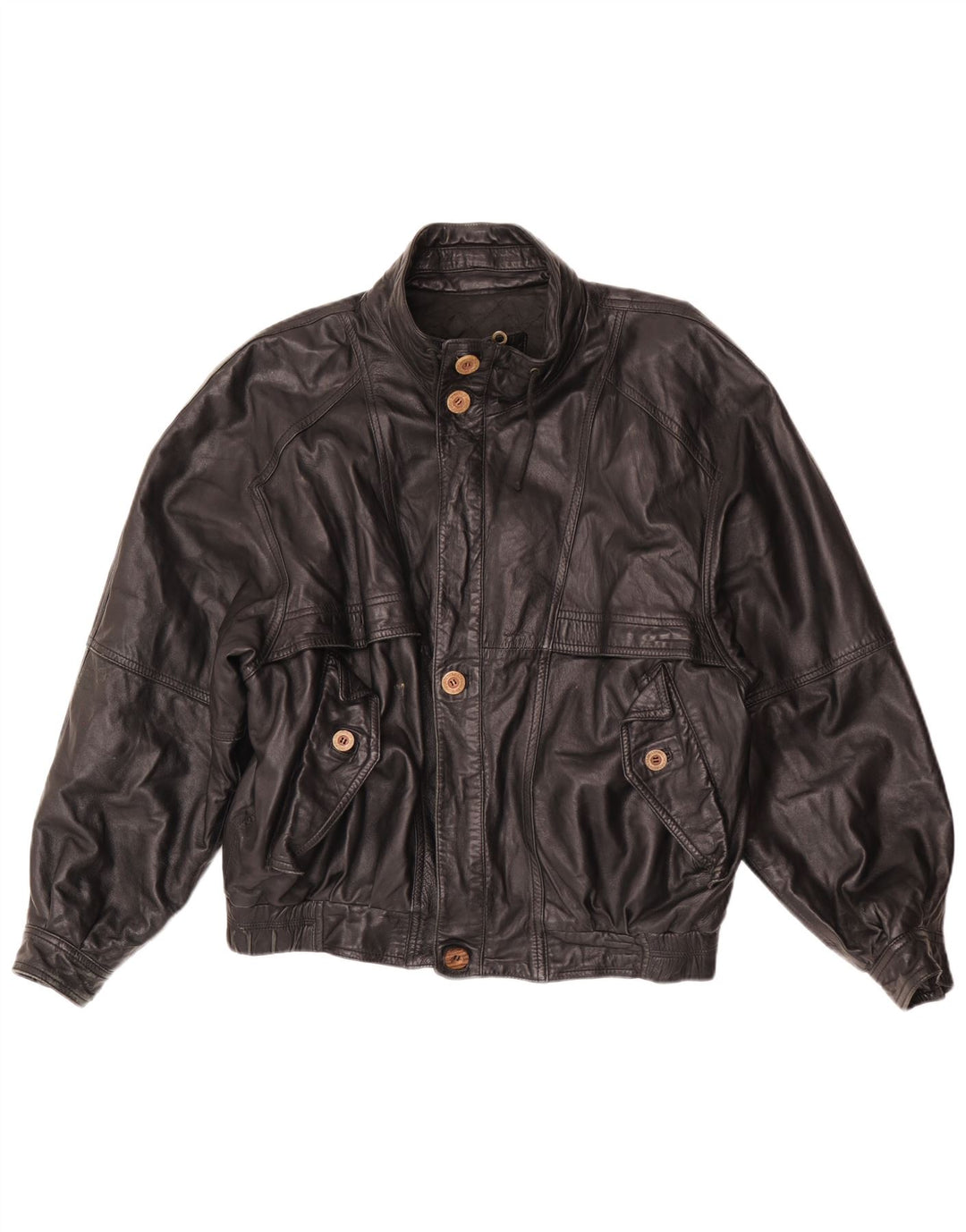 Vintage Ανδρικό Loose Fit Δερμάτινο Μπουφάν UK 38 Medium Μαύρο