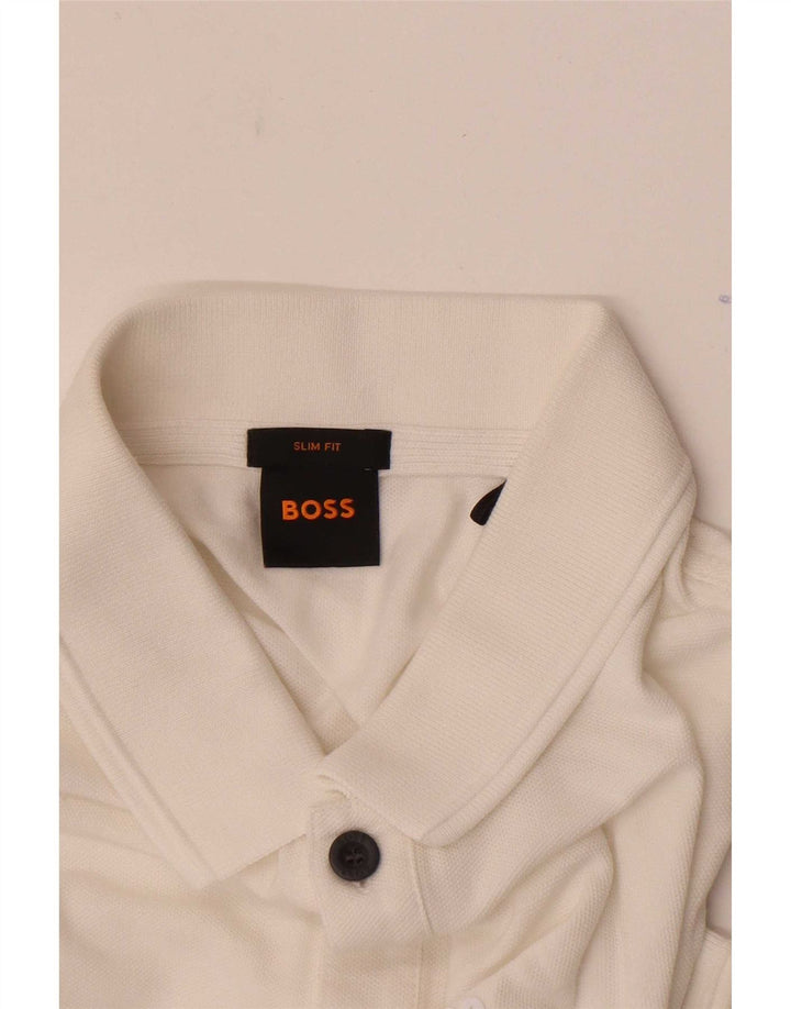 Ανδρικό μπλουζάκι πόλο Hugo Boss, μεσαίο λευκό βαμβακερό