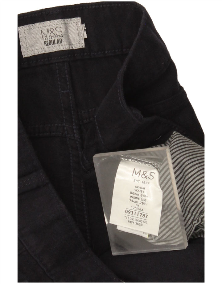 Ανδρικό κανονικό ίσιο casual παντελόνι Marks & Spencer W34 L29 Navy Blue