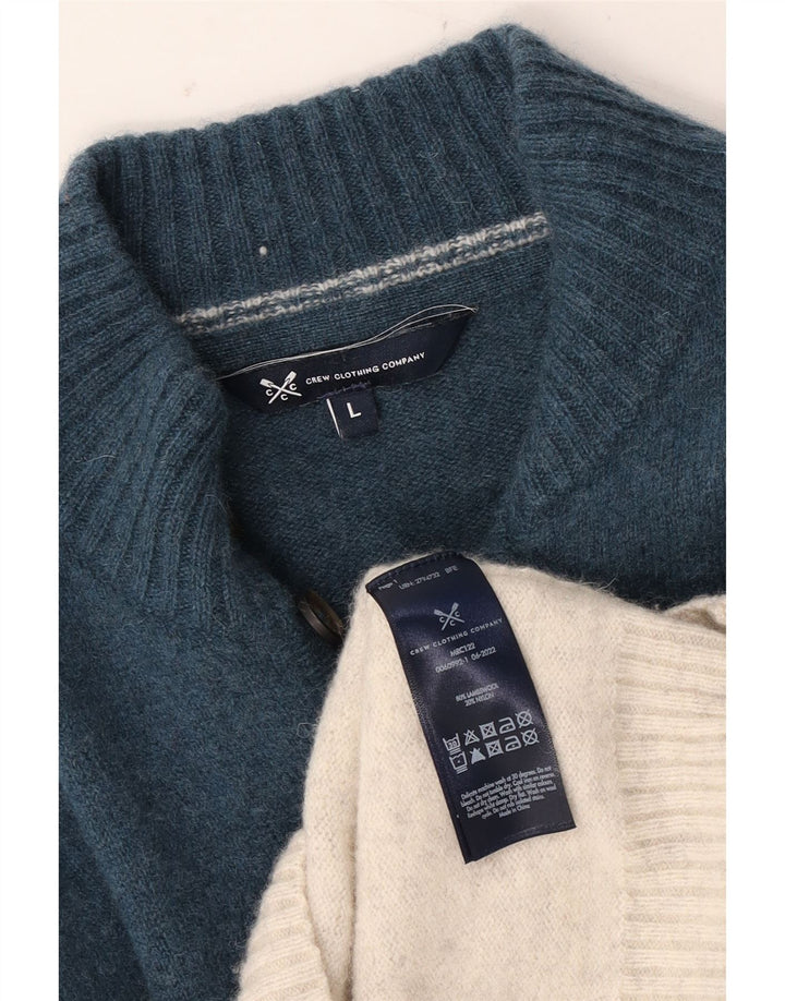 CREW CLOTHING Ανδρικό πουλόβερ με λαιμό με κουμπιά Large Blue Fair Isle