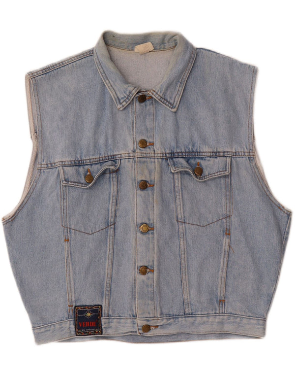 VERDE Boys Oversized Denim Gilet 13-14 Years Blue Cotton