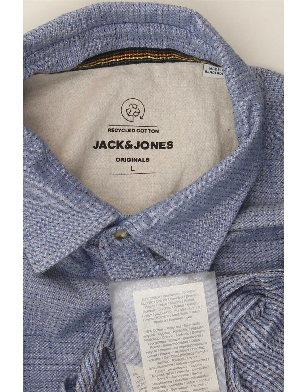 Ανδρικό πουκάμισο Jack & Jones με μεγάλο μπλε βαμβακερό στίγμα