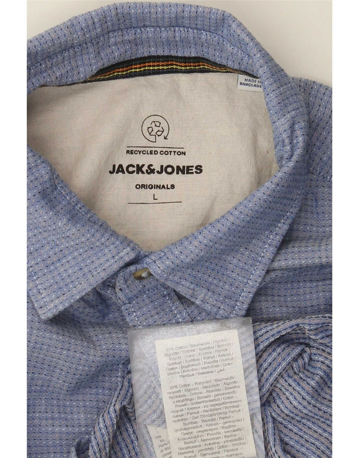 Ανδρικό πουκάμισο Jack & Jones με μεγάλο μπλε βαμβακερό στίγμα