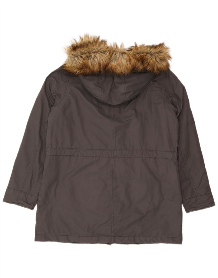 Benetton Γυναικείο Μπουφάν Parka με κουκούλα UK 40 μεγάλο γκρι βαμβακερό