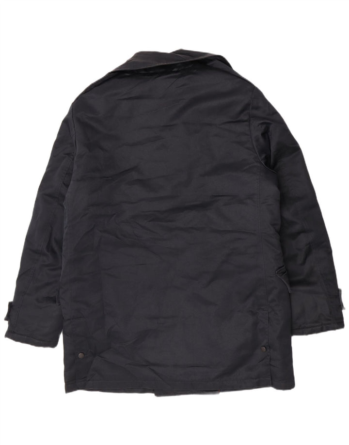 Blauer Ανδρικό παλτό με διπλό στήθος UK 40 Large Navy Blue Polyester