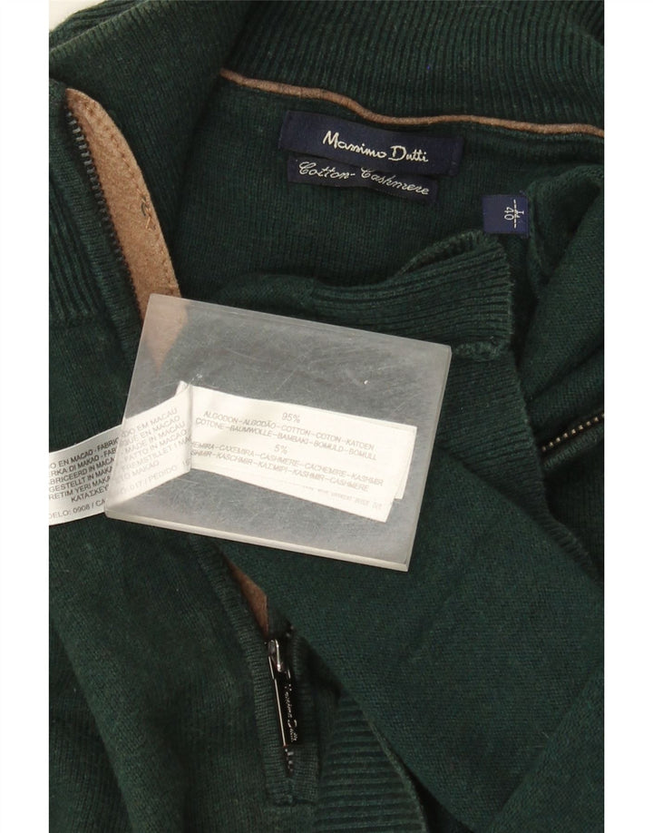 Ανδρικό πουλόβερ Massimo Dutti με φερμουάρ, μεγάλο πράσινο βαμβακερό