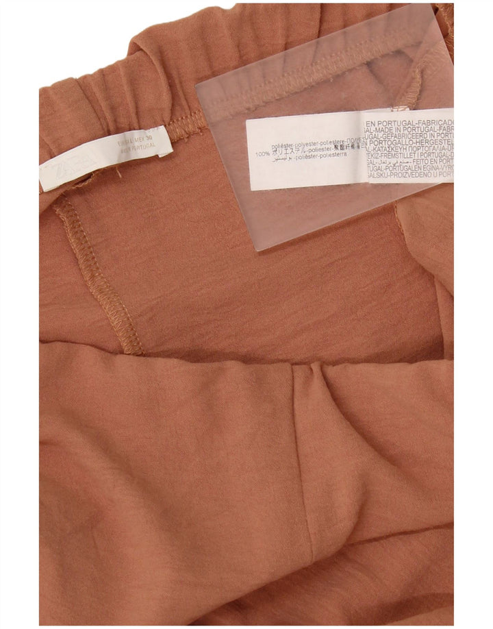 Zara Γυναικείο Φαρδύ Παντελόνι Casual Μεγάλο W32 L32 Καφέ Πολυεστέρας