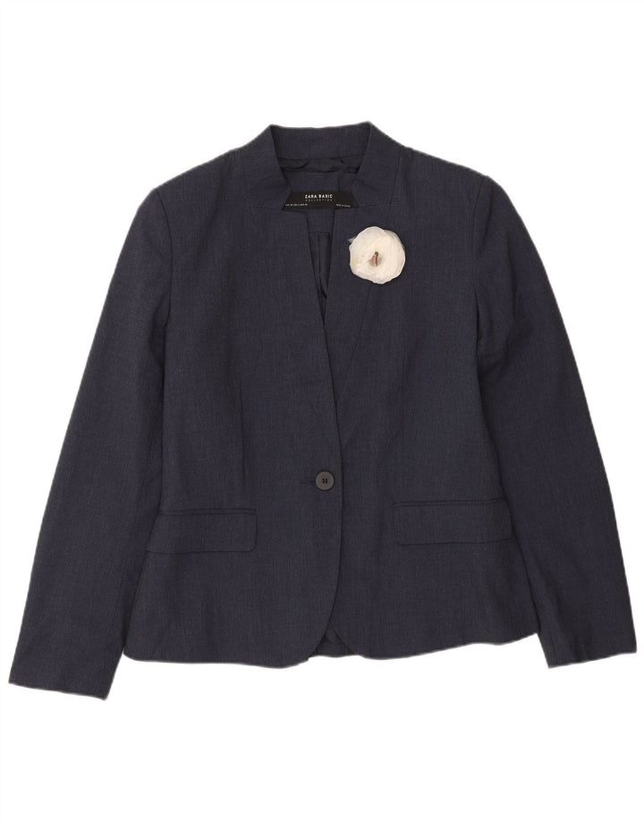 Zara Γυναικείο μπουφάν σακάκι με 1 κουμπί EU 38 Small Navy Blue Polyester